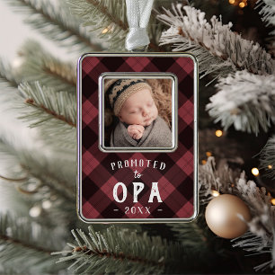 Promoted to Opa   Baby Photo Grandpa Silver Plated Framed Ornament