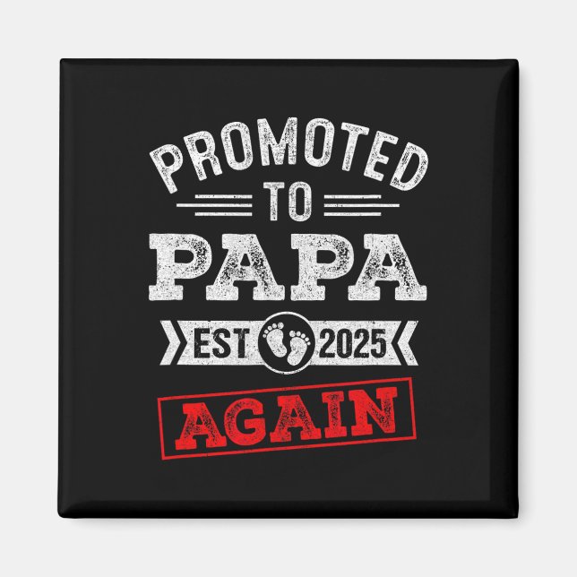 Promoted To Papa Again 2025 Pregnancy Announcement Magnet (Front)