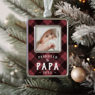 Promoted to Papa   Baby Photo Grandpa Silver Plated Framed Ornament