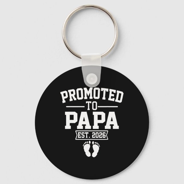 Promoted To Papa Est 2026 Retro Soon To Be Papa 20 Key Ring (Front)