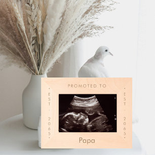 Promoted to Papa Wooden Etched Frames