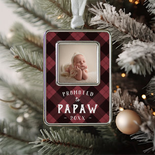 Promoted to Papaw   Baby Photo Grandpa Silver Plated Framed Ornament