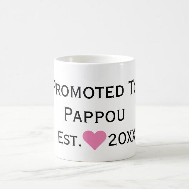 Promoted To Pappou Black & Pink Mug (Center)