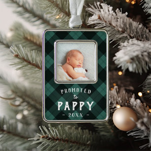 Promoted to Pappy   Baby Photo Grandpa Silver Plated Framed Ornament