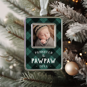 Promoted to Pawpaw   Baby Photo Grandpa Silver Plated Framed Ornament