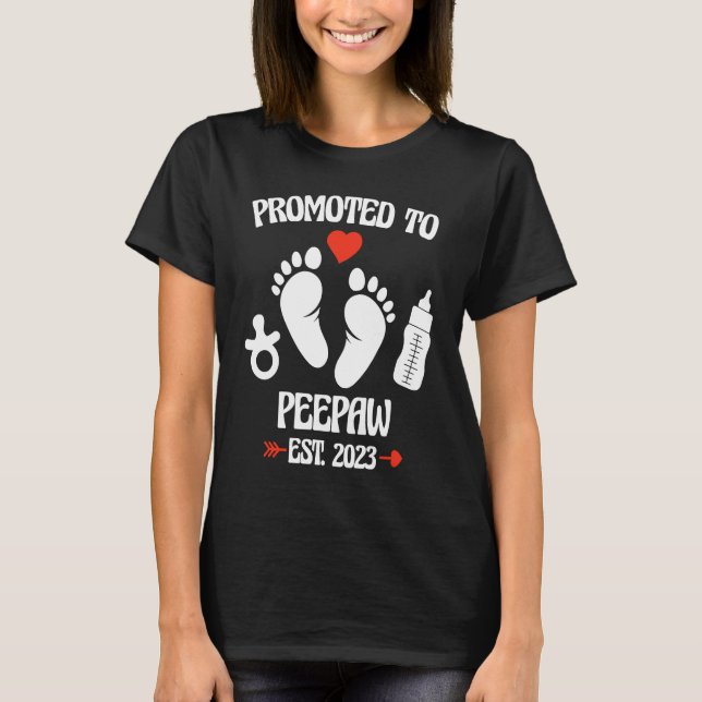 Promoted To Peepaw 2023 First Time New Grandpa Pre T-Shirt (Front)