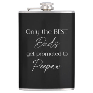 Promoted to Peepaw Grandpa Gift Black & White Hip Flask