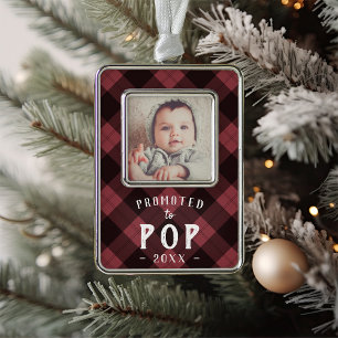 Promoted to Pop   Baby Photo Grandpa Silver Plated Framed Ornament