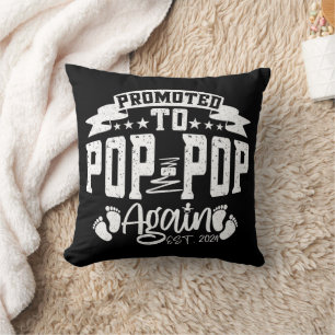 Promoted To Pop Pop Again Est 2024 Funny Grandpa Cushion