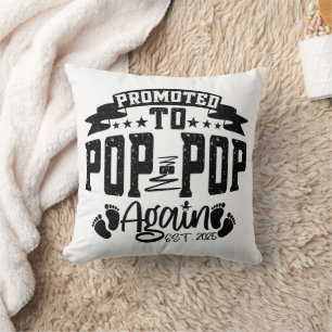 Promoted To Pop Pop Again Est 2024 Funny Grandpa Cushion