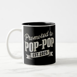 Promoted To Pop-Pop Est 2025 First Time Pop-Pop Two-Tone Coffee Mug