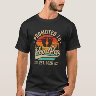 Promoted To Pop Pop Est 2026 Grandparents Baby Ann T-Shirt