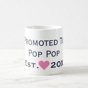 Promoted To Pop Pop Navy & Pink Mug