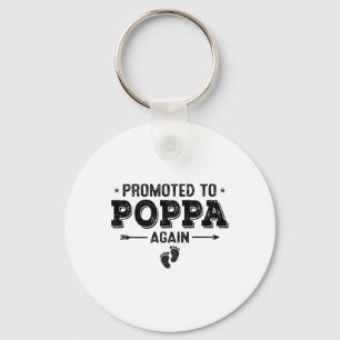 Promoted To Poppa Again Grandparents Byby Key Ring