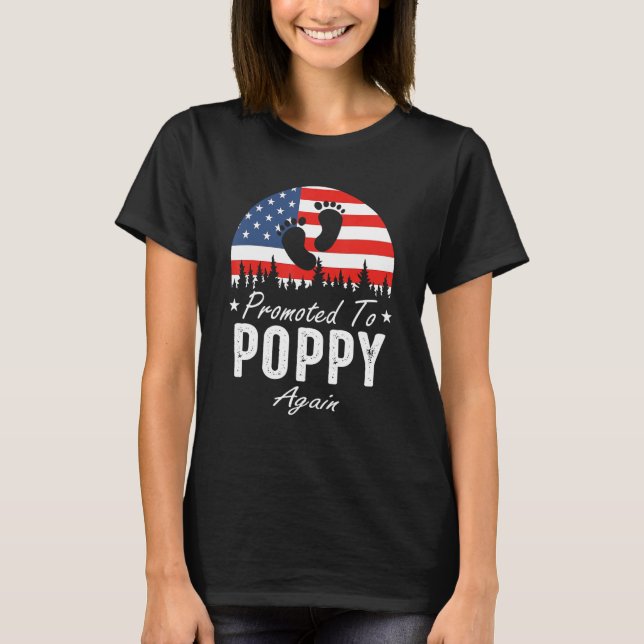 Promoted To Poppy Again 2024 US Flag Father's Day T-Shirt (Front)