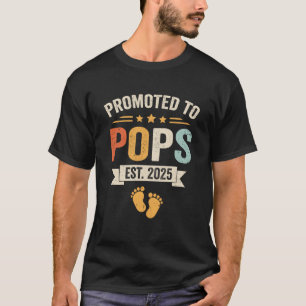 Promoted To Pops 2025 Retro Soon To Be Pops Est 20 T-Shirt