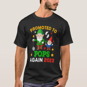 Promoted To Pops Again 2023 Two Funny Gnomes Pregn T-Shirt