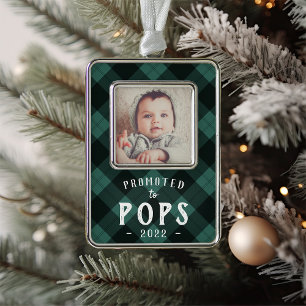 Promoted to Pops   Baby Photo Grandpa Silver Plated Framed Ornament