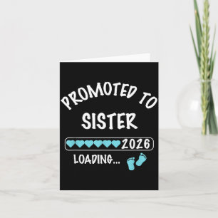 Promoted to Sister 2026 Boy Baby Gender Reveal Card