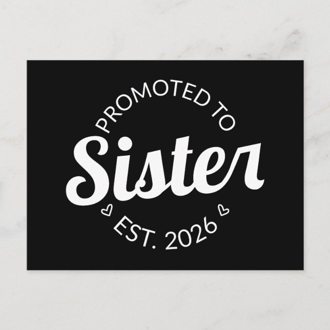 Promoted To Sister Est. 2026 I Postcard (Front)