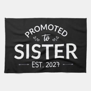 Promoted To Sister Est 2027 Big Sister II Tea Towel