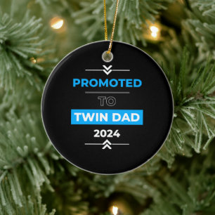 Promoted to Twin Dad 2024 Ceramic Tree Decoration