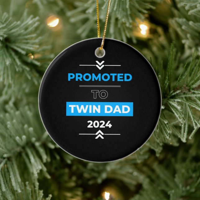 Promoted to Twin Dad 2024 Ceramic Tree Decoration (Tree)