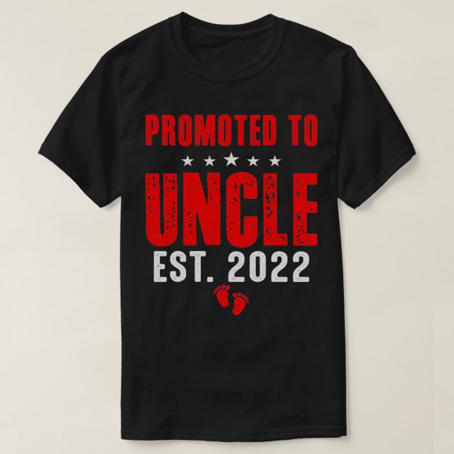 Promoted To Uncle 2022 Funny First Time Uncle  T-Shirt (Design Front)