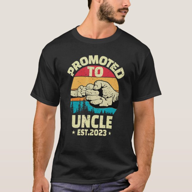 Promoted to Uncle 2023 First Time Uncle 2023 Retro T-Shirt (Front)