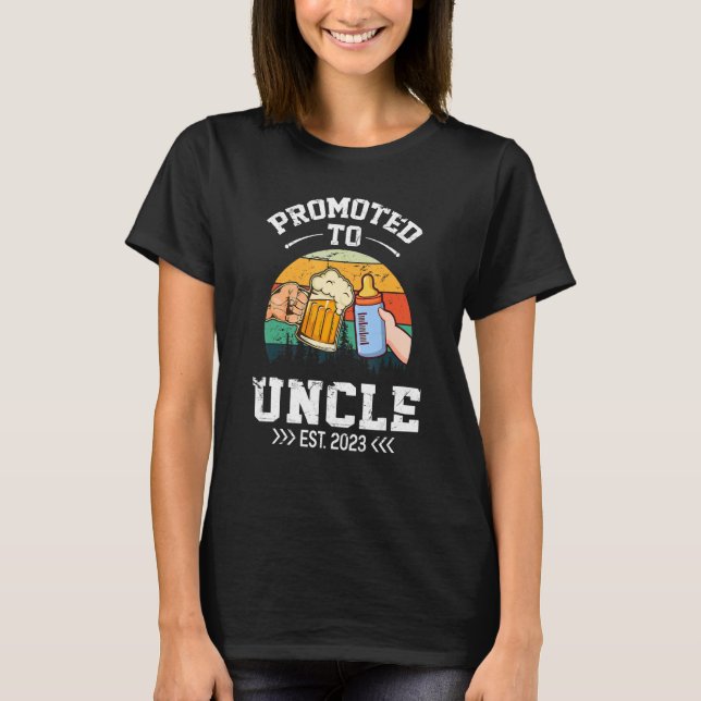 Promoted To Uncle 2023 First Time Uncle 2023 Retro T-Shirt (Front)