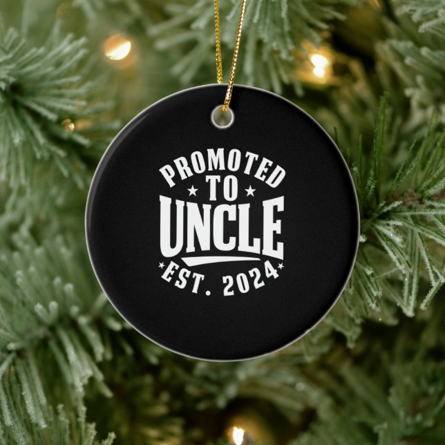 Promoted To Uncle 2024 Pregnancy Announcet 1St Ceramic Tree Decoration (Tree)