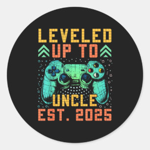 Promoted To Uncle 2025 Leveled Up To Uncle Est 202 Classic Round Sticker