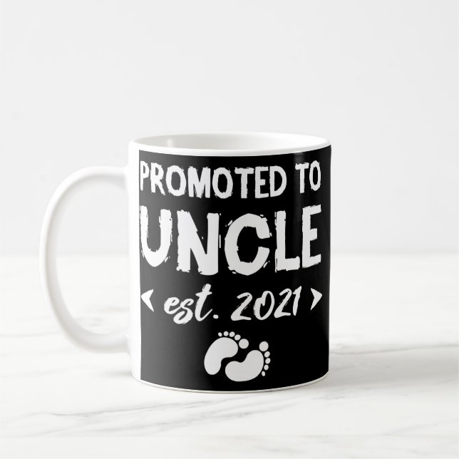 Promoted To Uncle Est 2021 Baby Announcement Gift Coffee Mug (Left)
