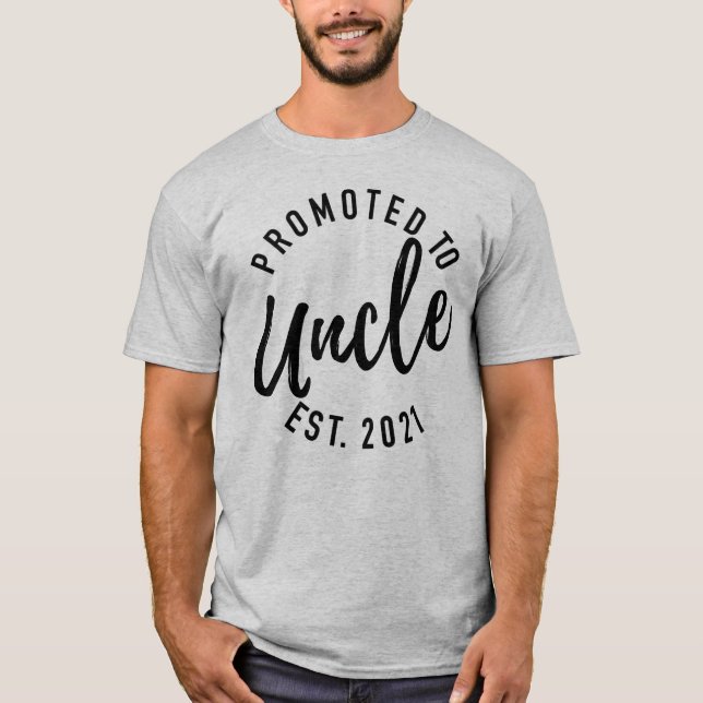 Promoted To Uncle Est 2021 Pregnancy Announcement T-Shirt (Front)