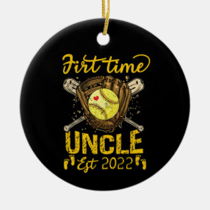 Promoted To Uncle Est 2022 First Time Baseball Ceramic Tree Decoration