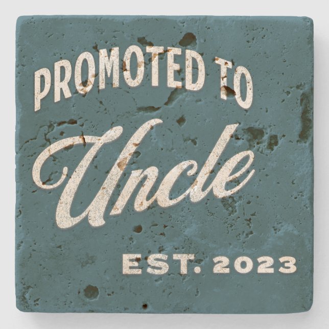 Promoted To Uncle Est. 2023 For First Time Uncle Stone Coaster (Front)