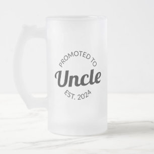Promoted To Uncle Est. 2024 I Frosted Glass Beer Mug