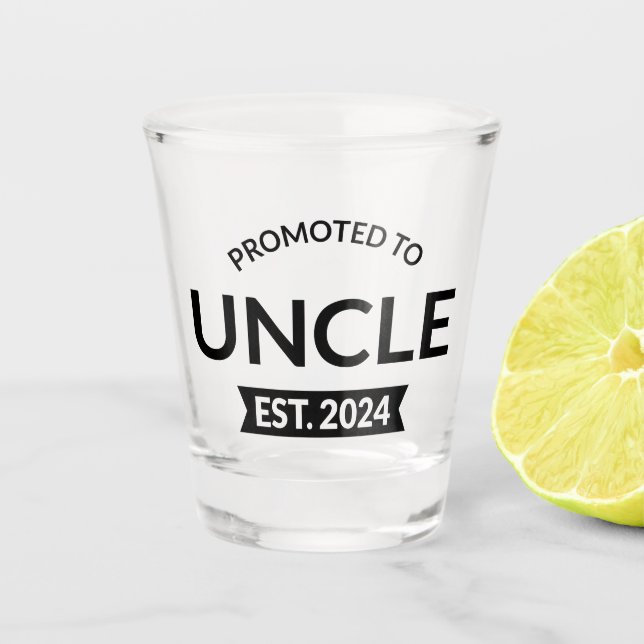 Promoted To Uncle Est. 2024 II Shot Glass (Front)