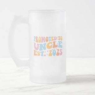 Promoted To Uncle Est. 2025 III Frosted Glass Beer Mug