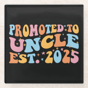 Promoted To Uncle Est. 2025 III Glass Coaster
