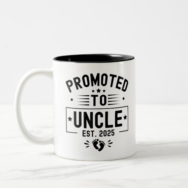 Promoted To Uncle Est. 2025 Soon To Be Uncle 2025  Two-Tone Coffee Mug (Left)