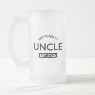 Promoted To Uncle Est. 2026 II Frosted Glass Beer Mug