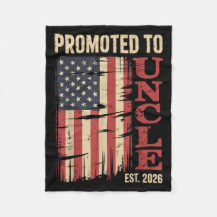 Promoted To Uncle Est.2026 New Family Member Usa F Fleece Blanket