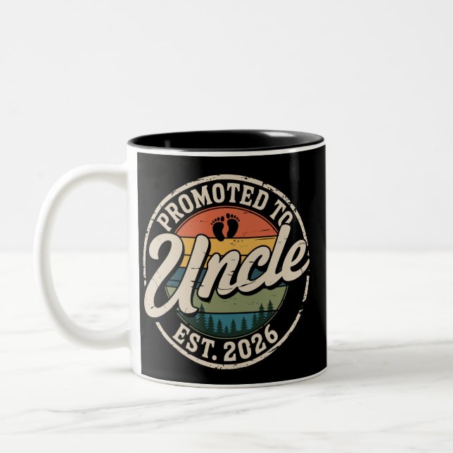 Promoted To Uncle Est 2026 Pregnancy Announcement  Two-Tone Coffee Mug (Left)