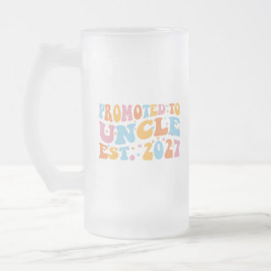 Promoted To Uncle Est 2027 New Uncle Frosted Glass Beer Mug