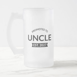 Promoted To Uncle Est 2027 New Uncle II Frosted Glass Beer Mug