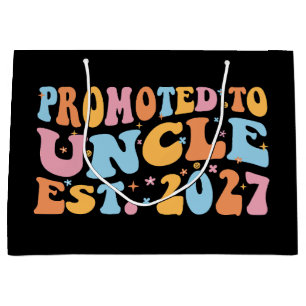 Promoted To Uncle Est 2027 New Uncle Large Gift Bag