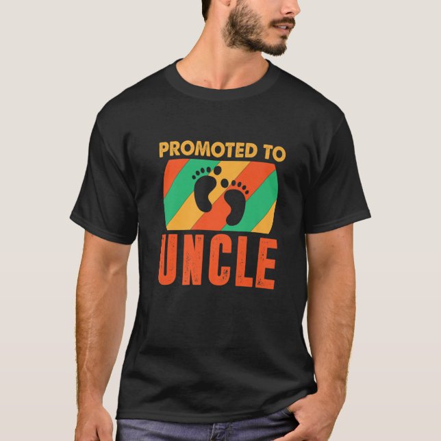 Promoted To Uncle Funny Baby Announcement T-Shirt (Front)