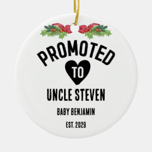 Promoted to Uncle Personalised Baby Name Ceramic Tree Decoration
