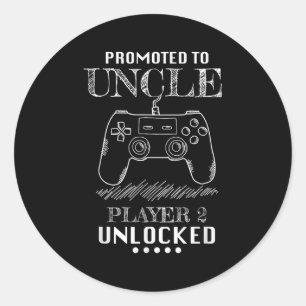 Promoted To Uncle Player 2 Unlock Shirt New Uncle  Classic Round Sticker